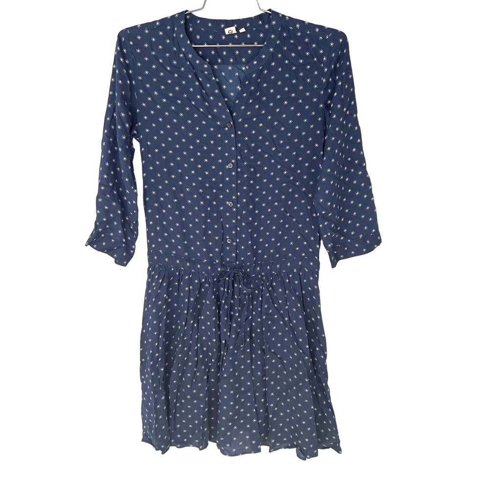 Celia Birtwell x Uniqlo mini dress draw string waist stars